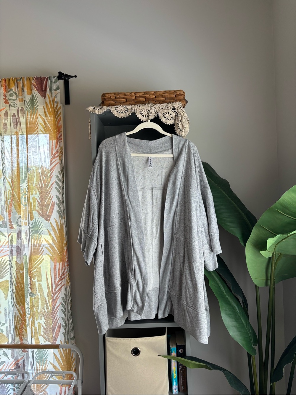 athleta speckle knit oversized shawl cardigan
